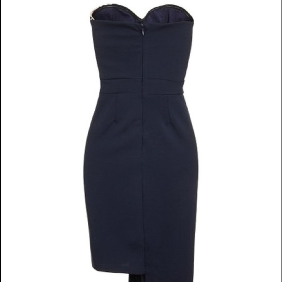 NWT,Little Mistress-Lond,Navy/Cream,
Asymmetrical Hem,Old Hollywood WOW,Size 10 - Picture 5 of 9